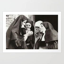 Smoking Nuns Art Print