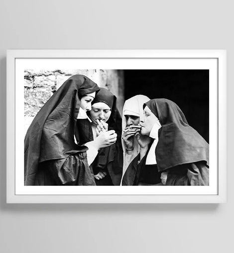 Smoking Nuns Art Print