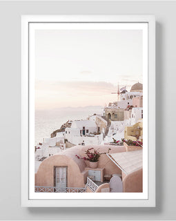 Santorini Windmill Art Print