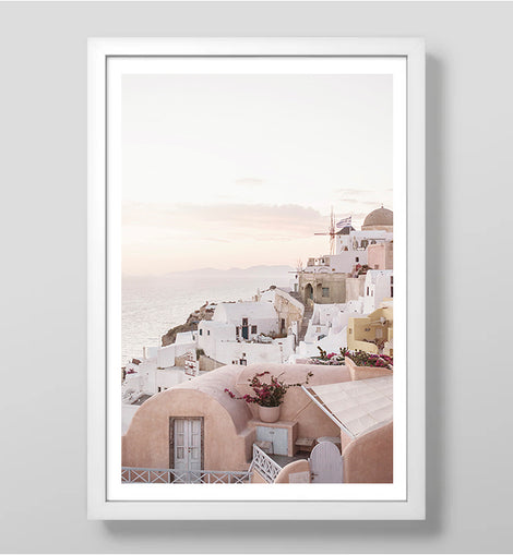 Santorini Windmill Art Print